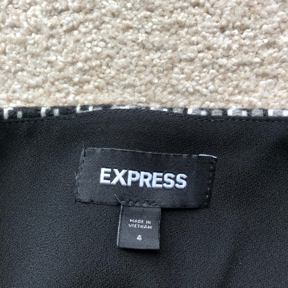 Express Black White Gray Tweed Jacket Blazer Woven Wool Blend 1 Button Jacquard - Picture 15 of 16